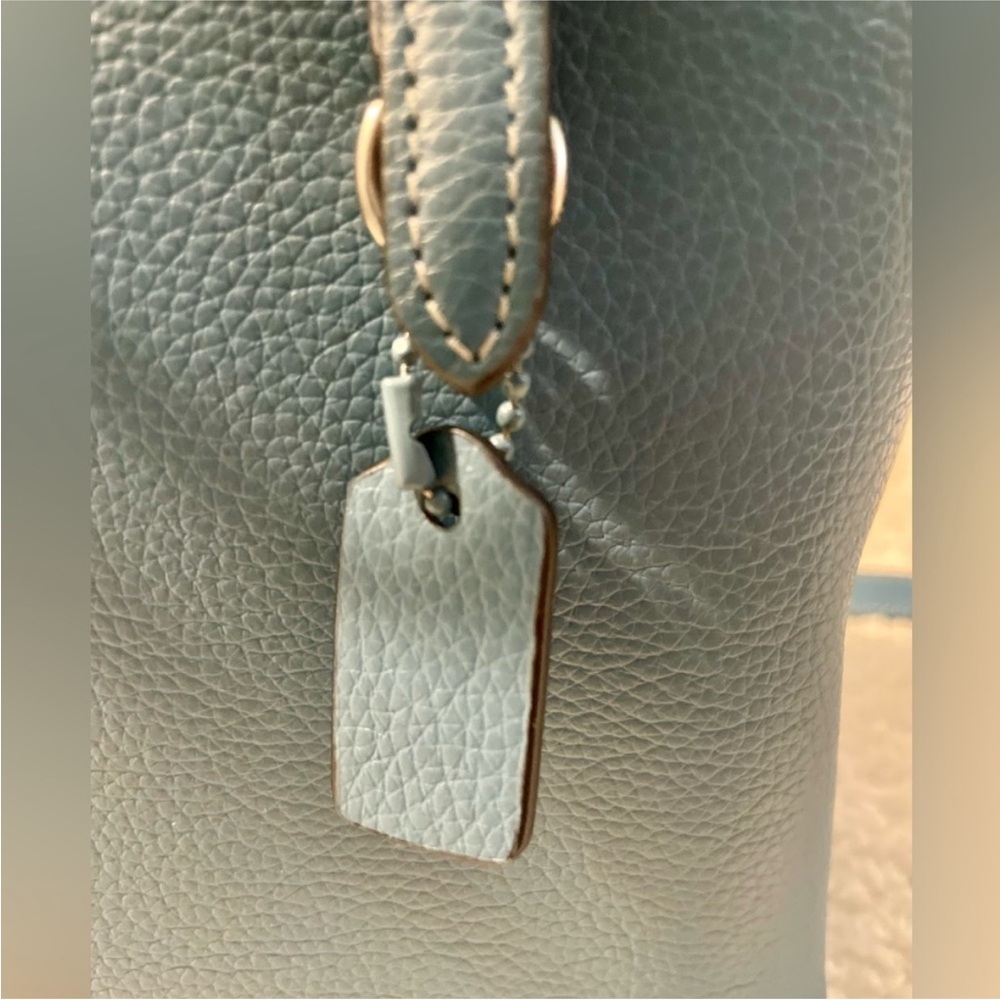 Coach Teal Blue Pebble Leather Tote Bag - Picture 12 of 16